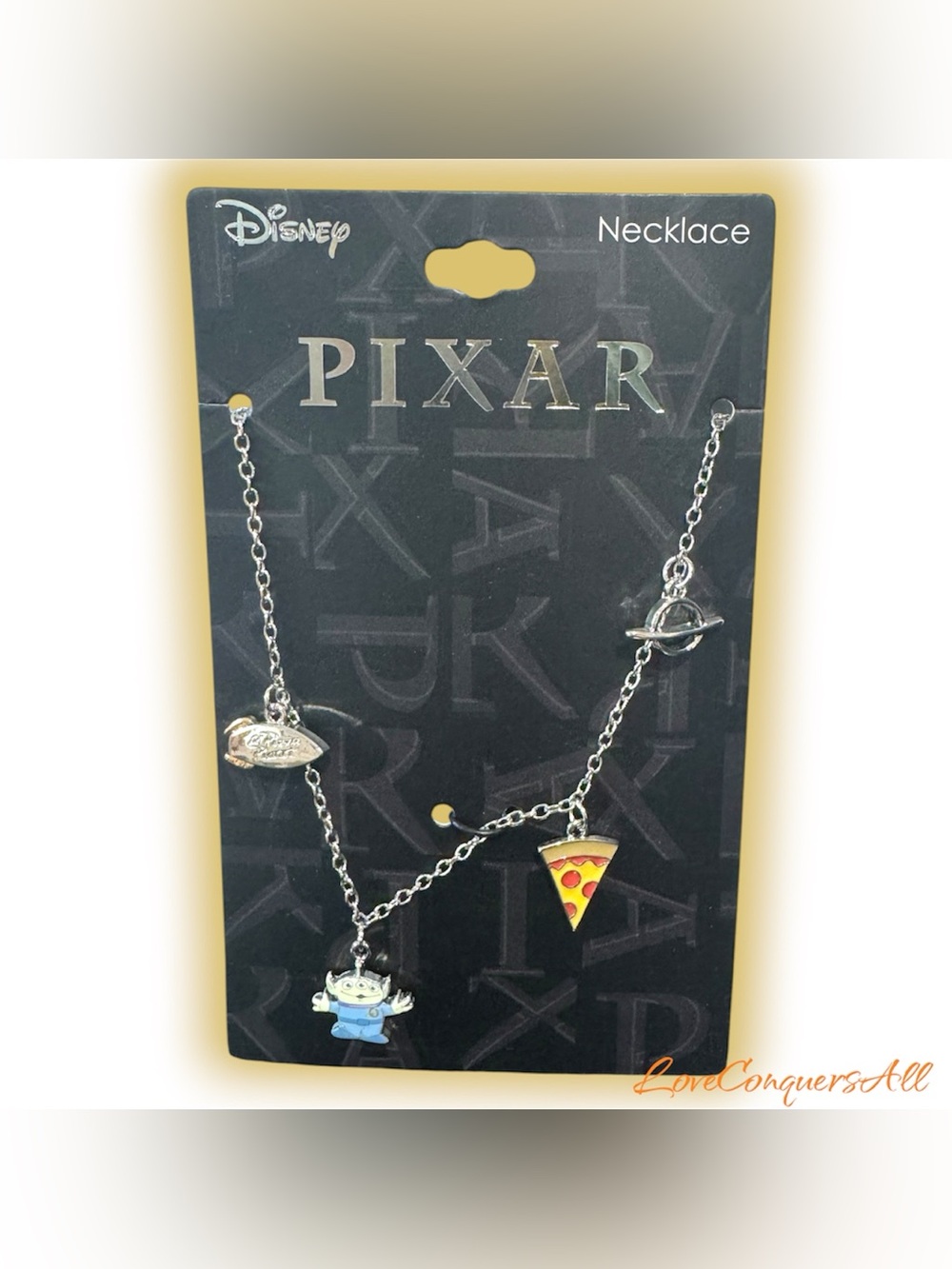 Disney Pixar Toy Story Alien Pizza Spaceship Charm Necklace